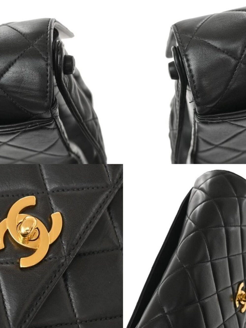 CHANEL CC Logo Matelasse Shoulder Bag Leather Black GHW France Vintage - Picture 9 of 16
